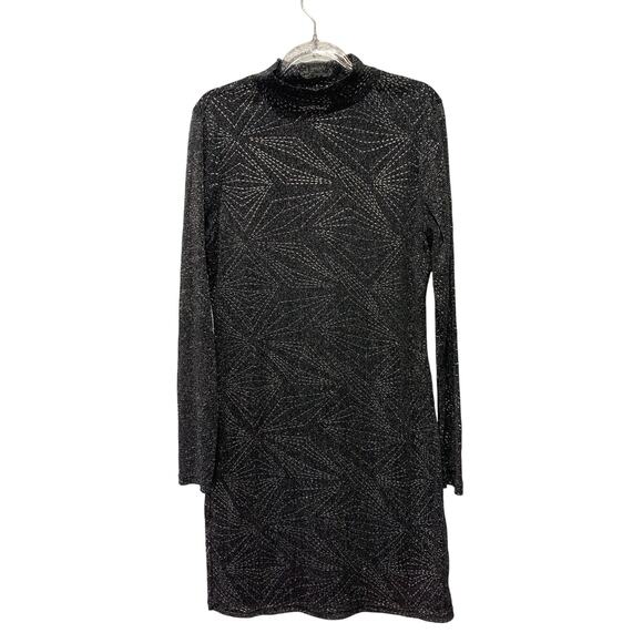 VENUS Black Bodycon Cocktail Party Nightlife Shimmer Dress Size M - Picture 1 of 7